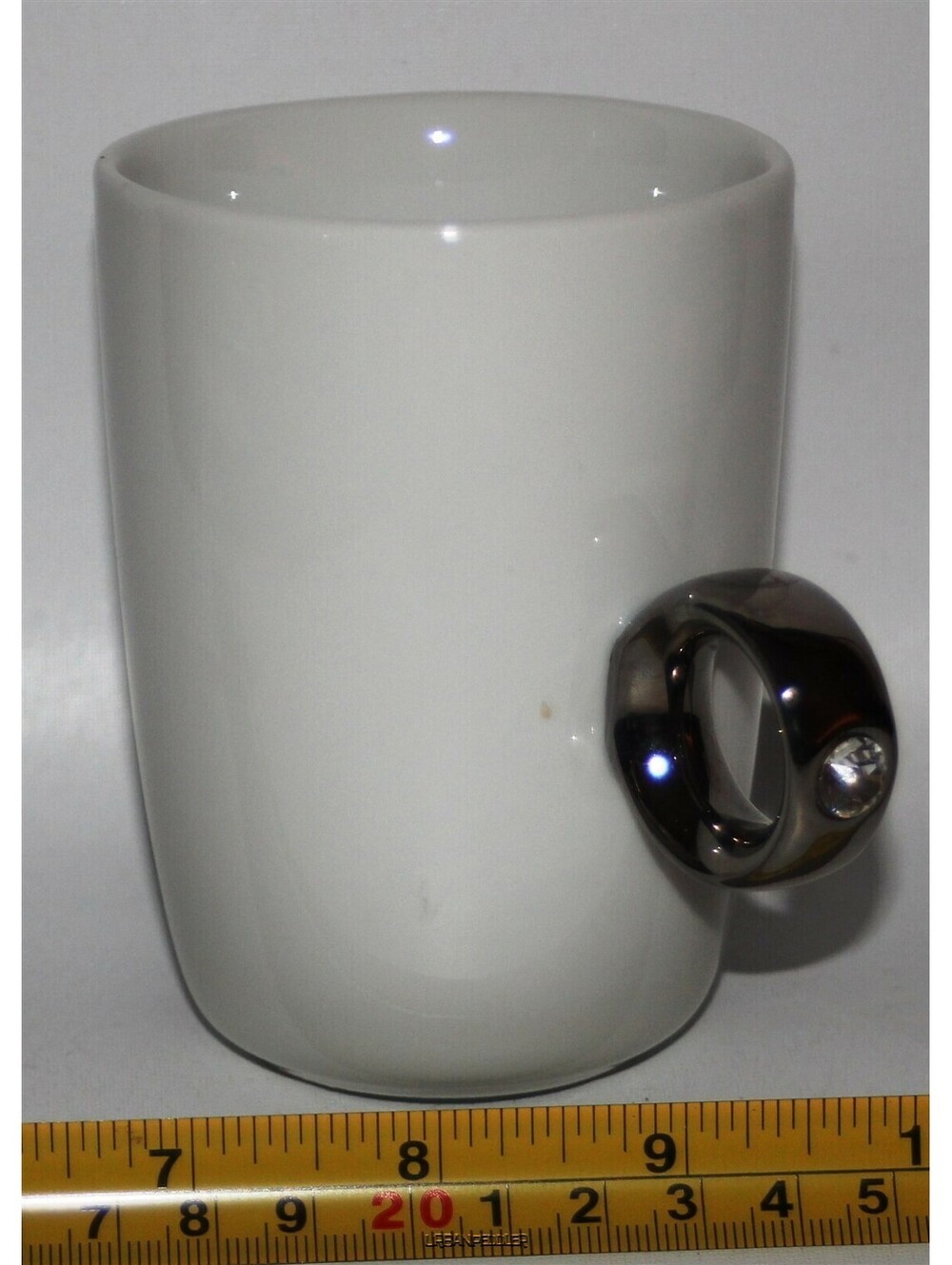 FLOYD China 2 Carat Cup Solitaire Diamond Ring Handle Mug*April Birthday*Wedding